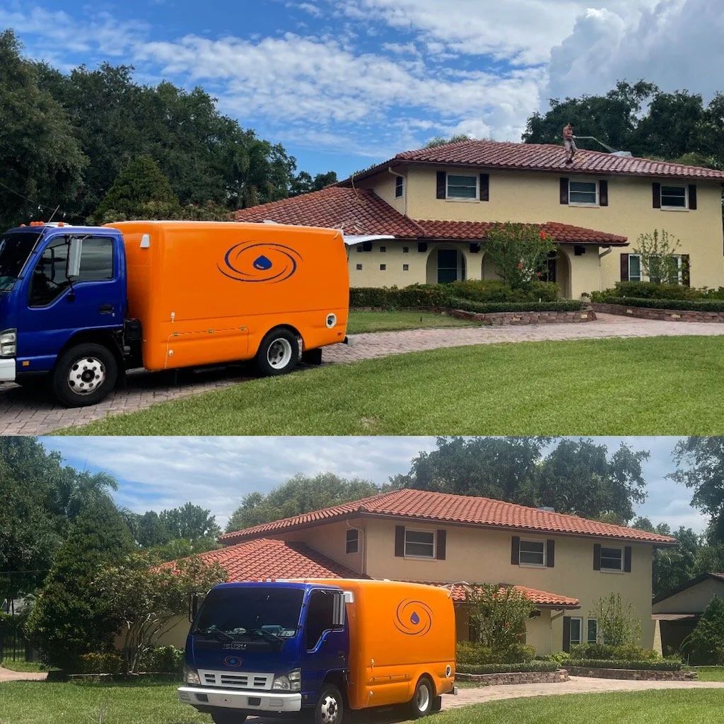 Pressure washing service at a Tarpon Springs home